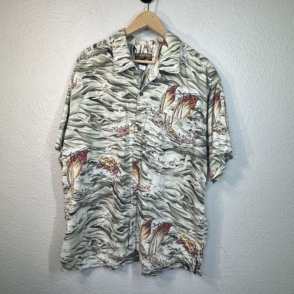 VTG 2002 Patagonia Pataloha Shirt Hawaiian Button Front Hokulea Sail Men XL
